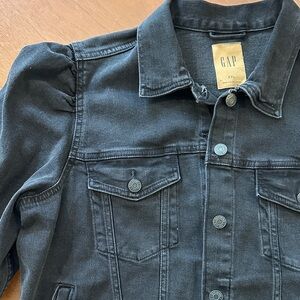GAP Black Washed Denim Trucker Jacket